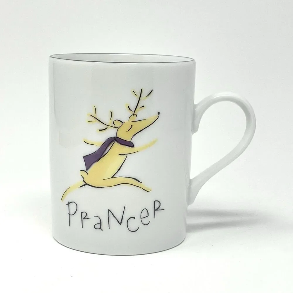 Pottery Barn Reindeer Prancer Christmas Coffee Cocoa Cup Mug 4” Replacement